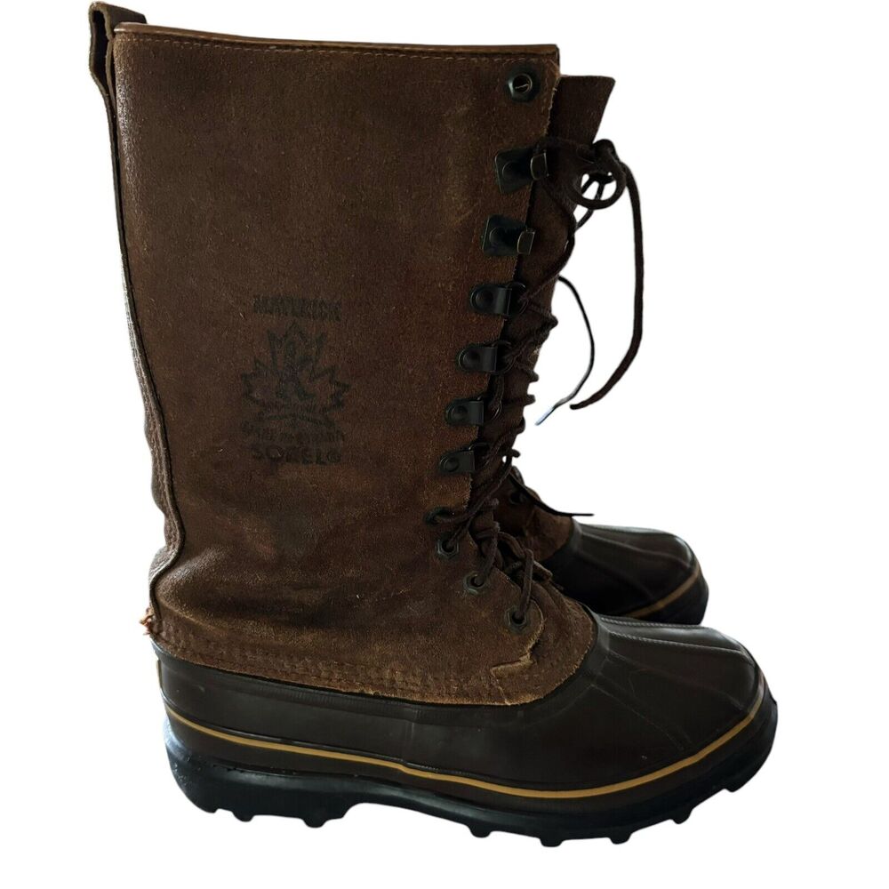 SOREL Mavericks WINTER BOOTS Mens 7 Felt Lined LEATHER & RUBBER Snow CANADA